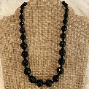 LIz‎ Claiborne Black Glass Necklace 4752